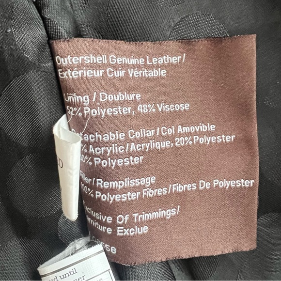 ⭐️ Danier Italian Leather Trench Jacket  Black Lightweight Fur Collar Size XS - Picture 13 of 17